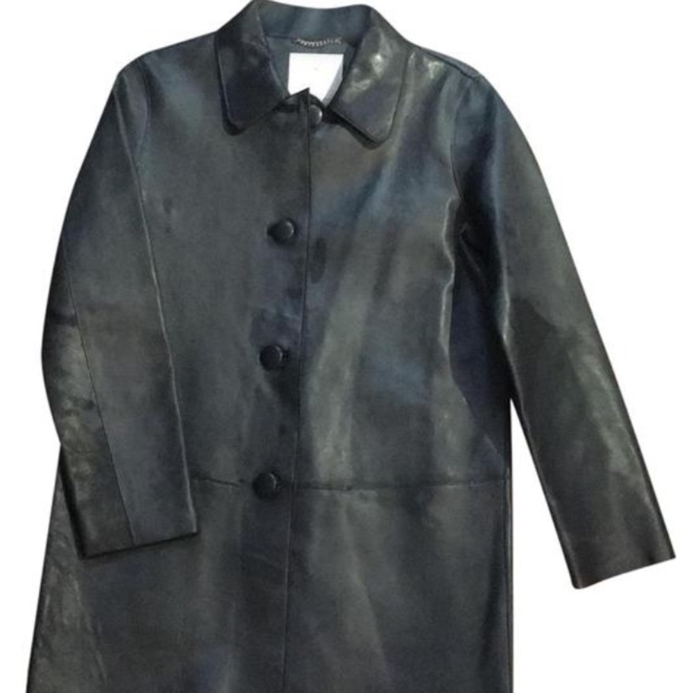 Kate Space black long leather jacket, size 4